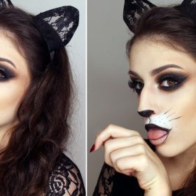 maquiagem de halloween gato