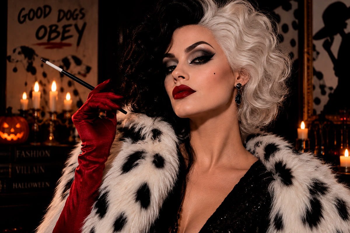 Maquiagem de Halloween inspirada em Cruella