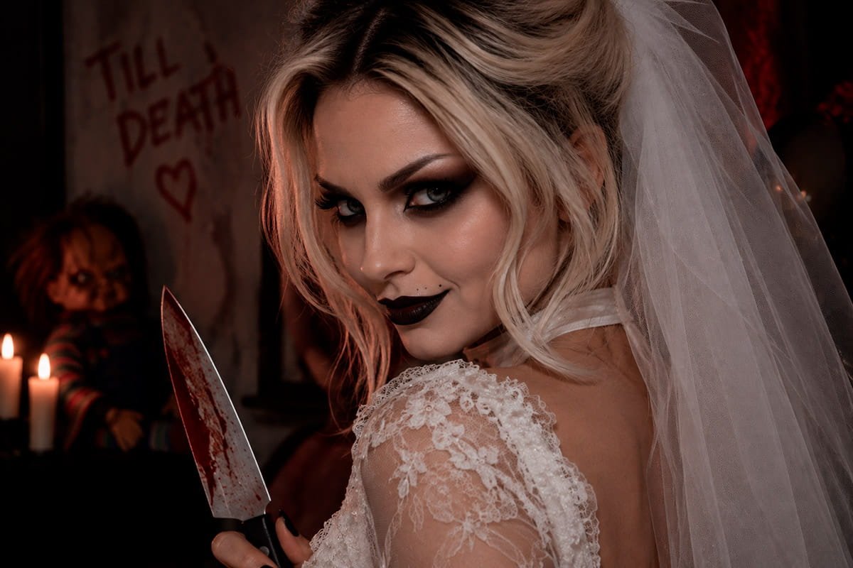 Maquiagem de Halloween inspirada na noiva do Chuck