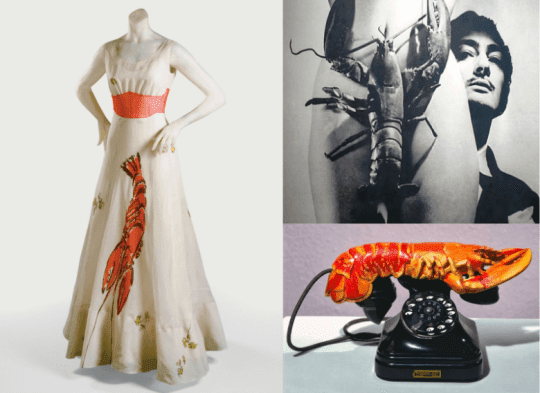 arte e moda Schaparelli e Dali vestido lagosta